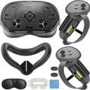 7-in-1 Protective Silicone Cover Set Compatible with Meta Quest 3s Accessories, Included Upgrade Battery Opening Controller Grips, Silicone Face Cover and TPU Hard Shell Cover_(TPU-Black)