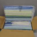 Set of 4 Outdoor Square Chair Cushions 18.5"x16"x2" for Patio, Water Resistant Patio Dining Seat Pads Replacement for Kitchen Garden and Outdoor Furniture Decoration - Stripe Blue Green