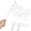 Anley White Mini Flag 12 Pack - Hand Held Small Miniature Solid White Blank Flags on Stick - Fade Resistant & Vivid Colors - 5x8 Inch with Solid Pole & Spear Top
