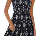 elescat Summer Dresses for Women 2026 Strapless Casual Beach Cover Ups Tube Top Sundress (Large, Black White Ice Flower)