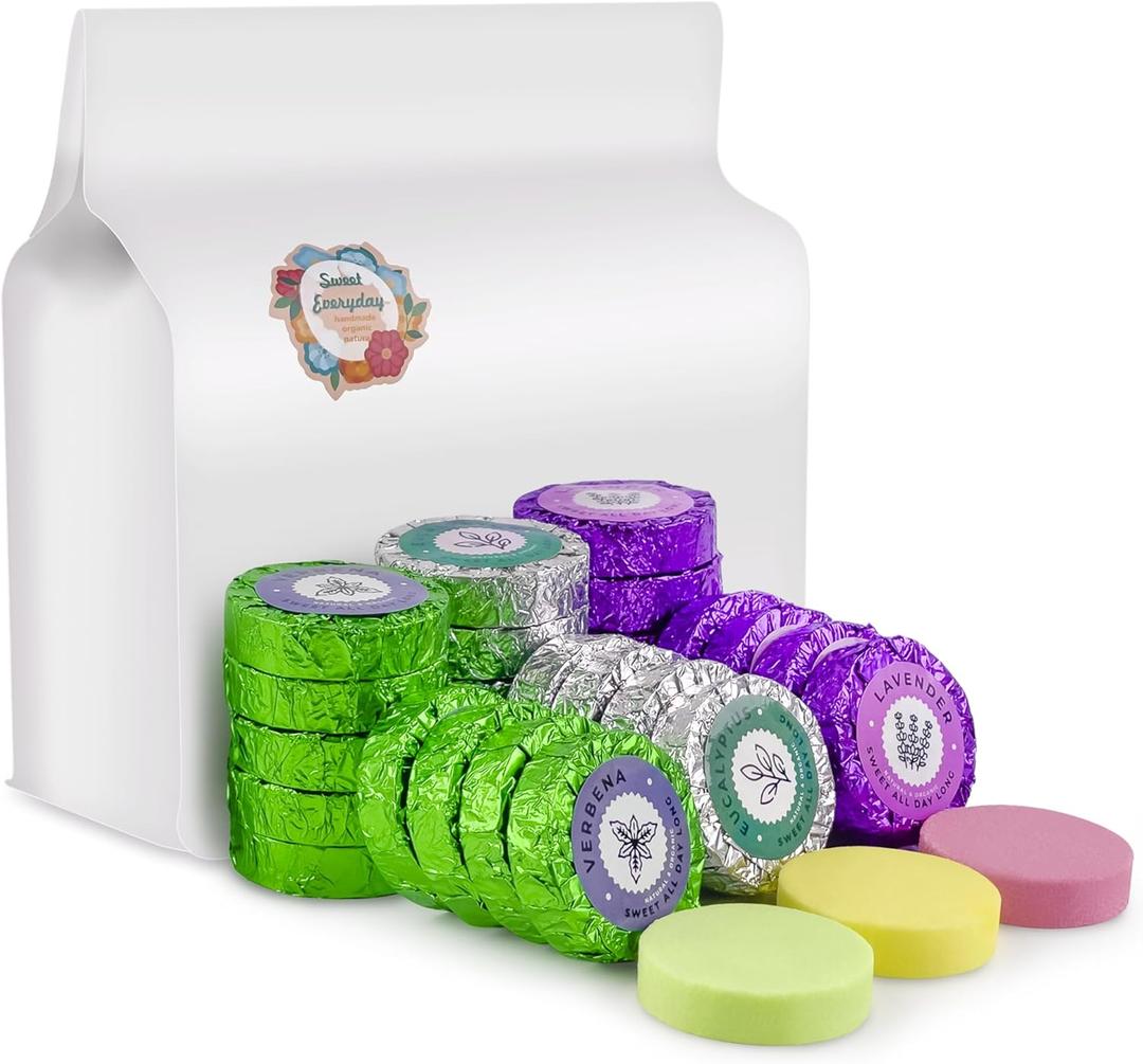Shower Steamers Multi-Quantity Packed (45PCS) Women/Men Gift SetLavender, Verbena, Eucalyptus Aromatic Shower Bombs, Individually Wrapped Tablets for Mother's Day & Anniversaries