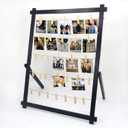 FramePro Freestanding Photo Display Board with Clips, Stable Tabletop Picture Frame Stand Holds 30+ Photos, Graduation Centerpiece Decorations 2026, Wooden Board for Photos, Artworks (Black)