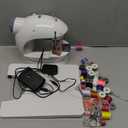 Sewing Machine for Beginners with Expansion Table Foot Pedal 42Pcs Sewing kit Finger Guard & Light Mini Small Portable Sewing Machines 2-Thread 2-Speed 2-Switches for Kids Ages 8-12 White and Grey