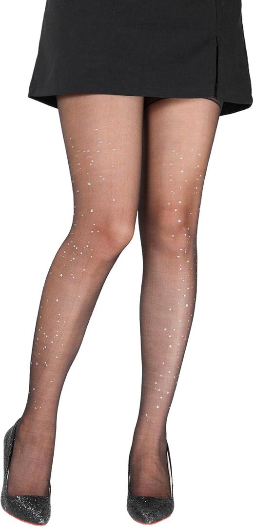 2Pack Sheer Tights for Women High Waist Stockings Sexy Sheer Pantyhose (Black)