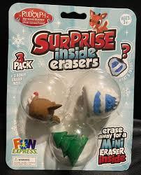 Surprise Inside Erasers 3 Party Supplies Christmas Rudolph the Rednosed Reindeer Pack Of 3