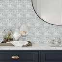 RoomMates TIL4623FLT StickTiles White Tin Peel and Stick Tile Backsplash, 10.5 inch x 10.5 inch, 4 Count (Pack of 1)