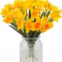 Hananona 10 Pcs Artificial Daffodils Flowers Narcissus Faux Spring Flowers Fake Silk Daffodil Flower Arrangement for Indoor Outdoor Home Wedding Decor (10, Yellow)