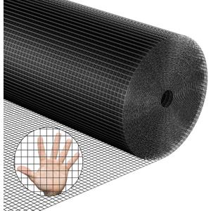 Black Hardware Cloth 48''x50' 1/2 Inch 19 Gauge Vinyl Coated Welded Wire Mesh Roll PVC Hardware Cloth Chicken Wire Fencing for Garden Fence and Home Improvement Project