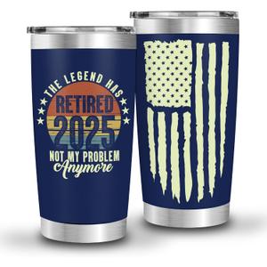 The Legend Has Retired 2025 Navy Tumbler, Funny Retirement Cups for Men  Best Retired Gifts for Him, Husband, Boss, Coworker  Cool Christmas Retirement Presents  Not My Problem Anymore