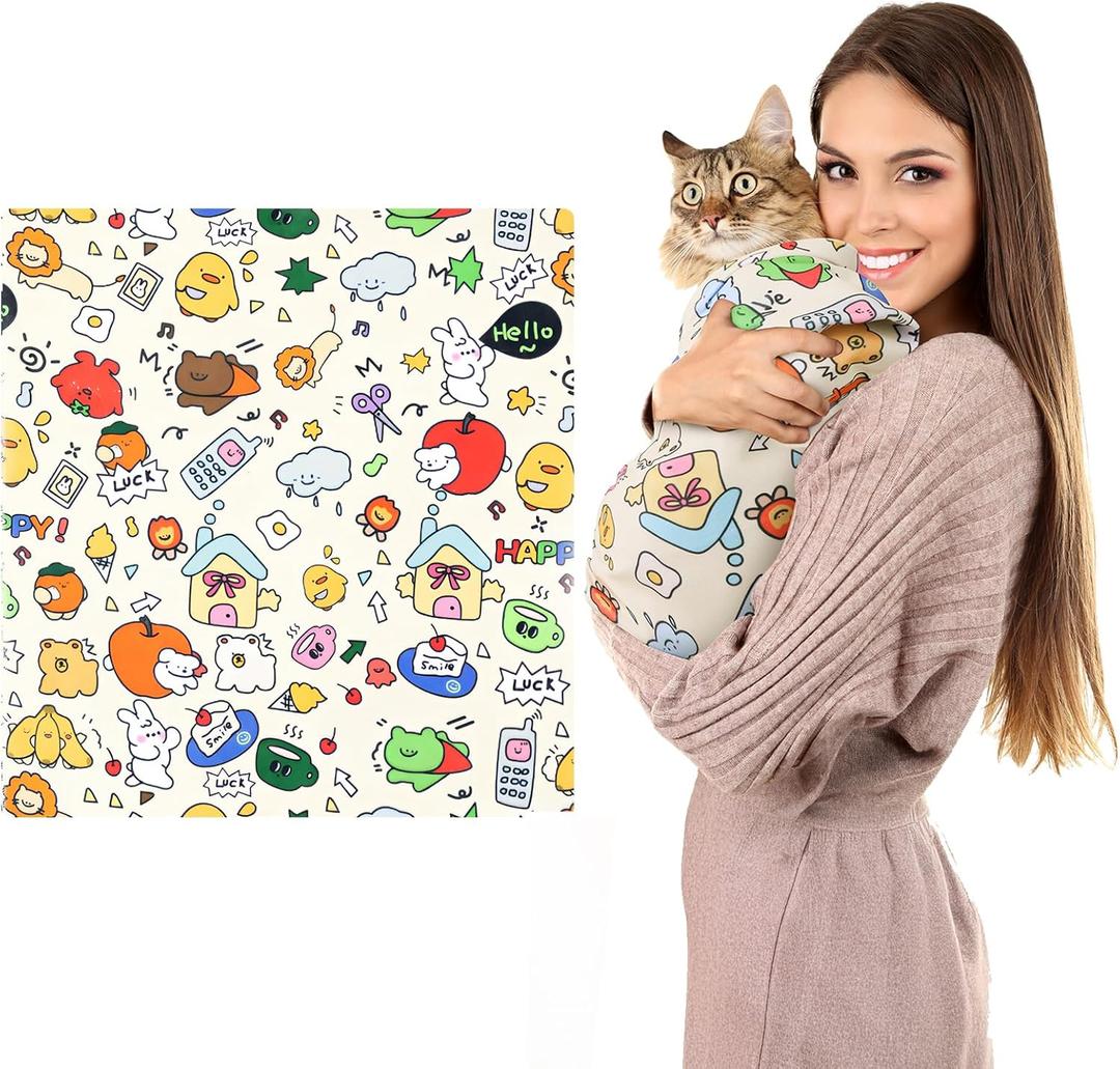 Cat Grooming Wrap, Cat Grooming Supplies for Cutting Nails, Cat Restraint for Nail Clipping to Anti-Scratch/Runaway/Bitten, Cat Swaddle Wrap for Calming & Holding Cat (XL (Within 18lbs)) (27.6''*27.6''(18Ibs))