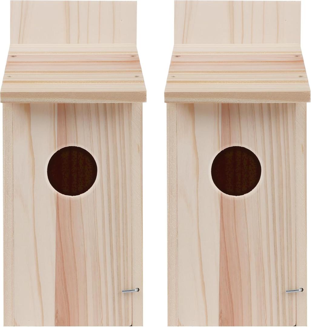 2 Pack Bird Houses for Outside,Blue Bird Box House for Outside,Cedar Finch Swallow Wren Hummingbird Birdhouse,DIY