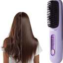 2026 Upgraded Go Brush - Pro for Short Hair - Cordless Straightening Brush with Fast Heat, 3 Temperature Settings, Ionic & Ceramic Care, 2500mAh USB-C Rechargeable for Frizz-Free Styling (Purple)