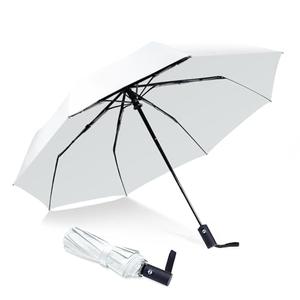 NPCQUN Travel Essentials Umbrella Windproof Compact Collapsible Light, Automatic, Strong and Portable, Wind Resistant, Folding Small Umbrella for Rain White