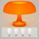 Orange Mushroom Lamp with 4 Replacable Bulbs Retro Mid-Century Modern Mushroom Light for Bedroom, Nightstand or Desk