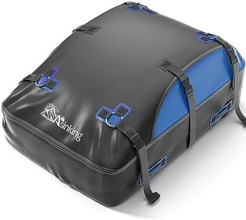 Car Rooftop Cargo Carrier Bag 20 Cubic Feet, 100% Waterproof Roof Bag Top Luggage Carrier for Any Vehicles with/ Without Rack Cross Bar, Includes Anti-Slip Mat +4 Door Hooks +Storage Bag +Lock