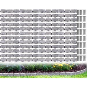 Landscape Edging Faux Stone Garden Edging Border,2.75 in Tall Decorative Stone-Look Garden Border Edging for Flower Bed,Lawn,Landscaped Yard,Tree and Garden Border,with Anchor Spikes,68FT,Gray