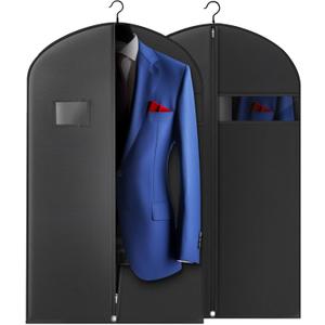 40-inch Garment Bags for Travel, Garment Bags for Hanging Clothes with Zipper and Visible Transparent Window, 2 Pack, Black