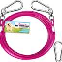 Dog Tie Out Cable - Heavy Duty Dog Chain for Yard, Pink Outdoor Tether & Leash, 15 Ft, Lead for Dogs Outside