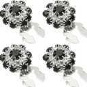 PATIKIL 4 Pcs Rhinestone Button Covers, 17.5mm 11/16" Decorative Buttons Clips Detachable Sewing Kit Replacement for Women Men DIY Crafts Holiday Decor Dress Accessories, Silver Black