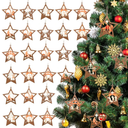 Remerry 24 Pcs Christmas Nativity Scene Ornament Star Shaped Wooden Hanging Ornament Christian Religious Gift for Xmas Tree Decor The Birth of Jesus Celebration