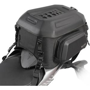 Motorcycle Tail Bag Waterproof 23-35L Expandable Motorbike Helmet Bag Luggage Bag Storage Bag with Sissy Bar Straps Matte Black