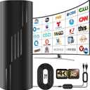5000+ Miles Range TV Antenna,2026 Digital TV Antenna Indoor Outdoor with Strongest Amplifier,360 Reception HDTV Antenna for Local Channels for Smart and Old TVs-38ft Coax Cable-Support 8K 4K 1080p