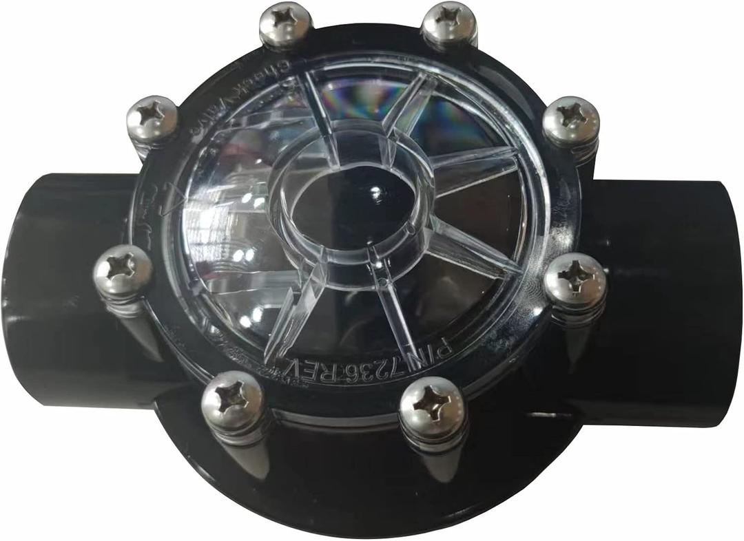 7235 Check Valve 180-Dgree,1-1/2-Inch to 2-Inch Replacement for Pools and Spas Straight Through Flow (Black)