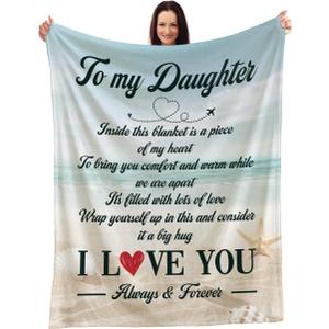 To My Daughter - Forever Love Blanket - Comforting Message from Mom - Warm and Cozy Throw with Heartfelt Sentiment - Ideal for Showing Unending Love and Support to Cherish Always, SIZE: 60x50 Inch