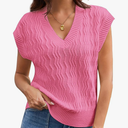 GRACE KARIN Womens V Neck Sweater Vest Ribbed Knit Casual Cap Sleeve Loose Fit Pullover Tops Fall Clothes 2024, Large