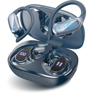 Wireless Earbuds Bluetooth 5.4 Headphones, 54H Playtime Stereo Earphones with Noise Cancelling Mic, IPX7 Waterproof, Fast Charging and Comfort Fit Ear Buds for Fitness/Sports/Workouts/Travel Blue