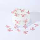 48Pcs Edible Butterflies for Cake Decorations Pink Wafer Paper Butterfly Cupcake Toppers Wafer Glutinous Paper Butterflies for Wedding Baby Shower Kids Birthday Party Cupcakes Decorating (Pink)