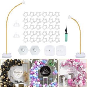 Gold Balloon Arch Stand Kit, 9.3ft & 6ft Free Bending Soft Balloon Flower Backdrop Stands Set with Water Base for Birthday Party Decorations Baby Shower Wedding Graduation Balloons Decor