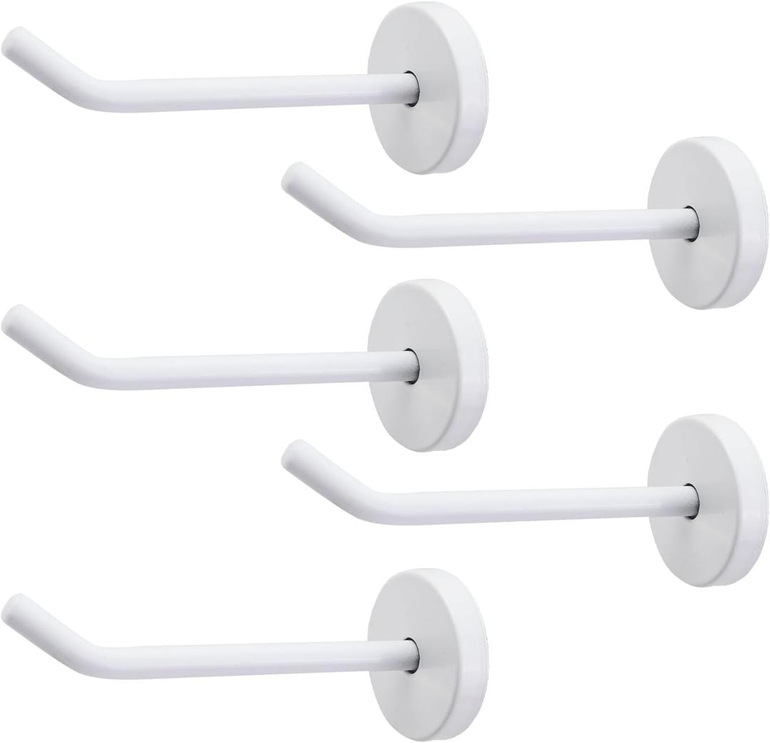MY MIRONEY 5PCS White Coat Hooks Stainless Steel Robe Hook Hardware Wall Mount Towel Hangers with Screws for Bathroom, Bedroom, Livingroom, Closets (3.78")