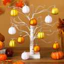 Tigeen 24 Pcs Thanksgiving Pumpkin Hanging Ornaments Fall Mini Pumpkin Hanging Tree Ornaments Ball Decorations for Tree Thanksgiving Harvest Party Halloween Home Decor (Novelty)