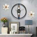 Metal Flower Wall Art Decor, 10 Rustic Modern Floral Sculpture, Distressed Iron Wall Hanging Home Decoration Accent Artworks for Indoor Kitchen Bedroom Living Room Office Outdoor Garden Patio