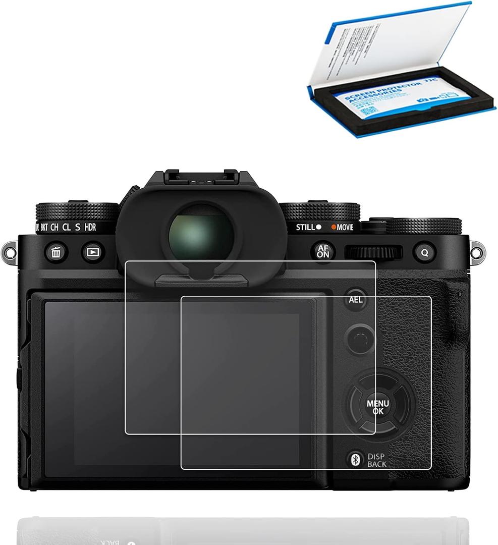 JJC 2 Pack Camera Screen Protector Camera for Fujifilm X-S20, Ultra-Thin Anti-Fingerprint Anti-Scratch 9H Hardness 2.5D Rounded Edges Tempered Glass Protector