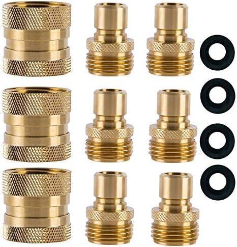 Garden Hose Quick Connect Brass Hose Quick Connectors Water Hose Connector 3/4"GTH (3 Female Coupler+ 6 Male Nipples)