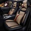 Car Seat Cover, Universal Leather Linen Car Seat Cover, Car Seat Protection Pad 5 Seats Fashion Car Seat Cushion Four Seasons Universal 5D Cushion All-Inclusive,A