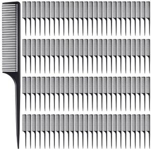 Yaomiao 300 Pcs Rat Tail Comb Bulk Hair Styling Comb Root Teasing Comb Fine Tooth Parting Combs for Braiding Hair Plastic Black Comb for Men and Women Home Salon Barber Shop Supplies