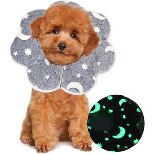 HOMBYS Luminous Soft Dog Cone Collar Adjustable After Surgery for Dogs & Cats, Glow in The Dark Design for Claming Dog, Comfy Pet Recovery Cone, Elizabethan Collar for Stop Licking