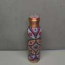 Pure Printed Copper Water Bottle 32 oz - Leak Proof Ayurvedic Drinkware Copper Vessel for Sports, Gym, Outdoors, Yoga, Health Benefits