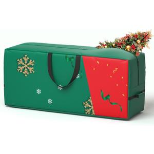 Christmas Tree Storage Bag - 7.5 ft Foldable Storage Bag Durable Heavy Duty 600D Polyester Oxford with Handle, Dual Zippers - Large Storage Container for Trees, Decorations and Your Want , Green 