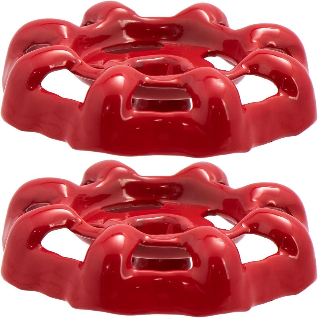 Pndeyo 2pcs Outdoor Faucet Handle, 6x6mm Round Wheel Hose Bib Handle, Rustproof Water Spigot Handle Outside Water Valve Faucet Handle Replacement Parts- Red