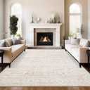 8x10 Area Rugs for Living Room, Stain Resistant Neutral Washable Rugs for Dining Room, Floral Vintage Non-Slip Thin Large Size Area Rug Beige
