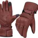 Harssidanzar Mens Winter Warm Leather Motorcycle Gloves with Touchscreen GM041US