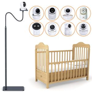 Baby Monitor Mount, Baby Monitor Floor Stand Compatible with Infant Optics DXR-8 Pro,Nanit Pro,HelloBaby,ufy,Vtech,ANMEATE Baby Monitor Camera, Adjustable Height Baby Monitor Holder (Black)