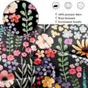 Riyidecor Small Stall Shower Curtain for Bathroom Decor 36Wx72H Rv Narrow Half Single Floral Stand Up Colorful Black Flowers Leaves Art Printed Fabric Polyester Waterproof 7 Pack Plastic Hooks