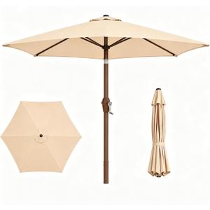 7.5ft Patio Umbrella, Outdoor Table Market Umbrella with Smooth Crank Lift, 6 Windproof Fiberglass Ribs, UPF50+ UV Protection for Deck, Pool, Garden and Backyard