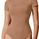 IUGA Bodysuits for Women Tummy Control Crew Neck Short Sleeve Body suits Basic Bodysuit T shirt Tops (Medium)