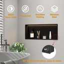 No Tile Needed Shower Niche with LED Light 24"x12", Black Stainless Steel Recessed Bathroom Niche Insert, Built-in Wall Shelf for Shower, Kitchen, Living Room, 3000K Warm White, Waterproof